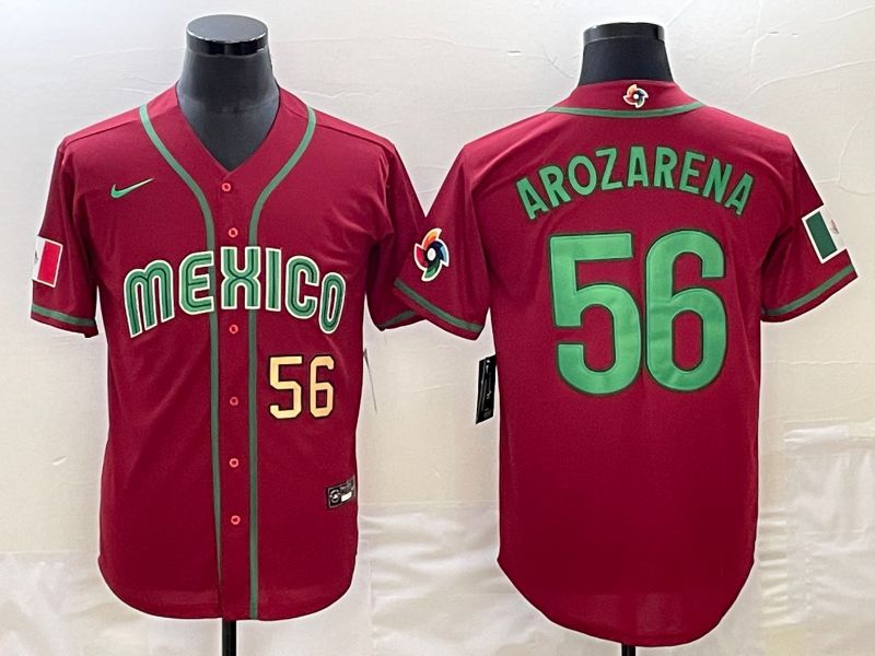 Men 2023 World Cub Mexico 56 Arozarena Red Nike MLB Jersey21